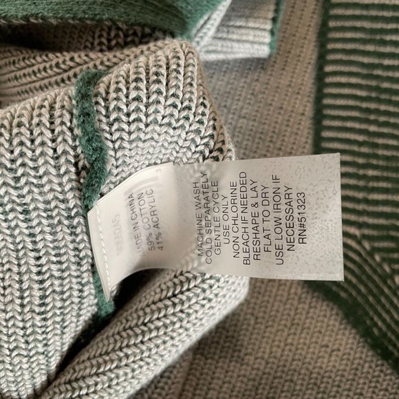 Two By Vince Camuto Green White Cable Knit Sweater Size Large - Picture 5 of 6